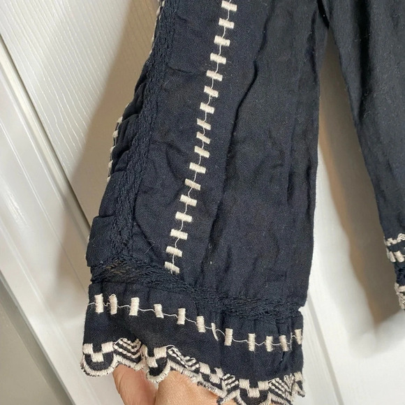 REBECCA TAYLOR Esme Embroidered‎ 3/4 Sleeve Boho Peasant Top Size 2 - Picture 6 of 9